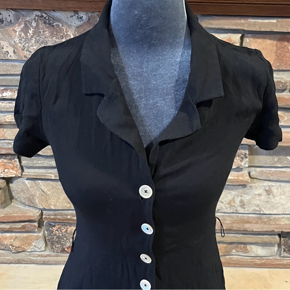 Wilfred Black Midi Shirt Dress with White Buttons - Picture 2 of 7